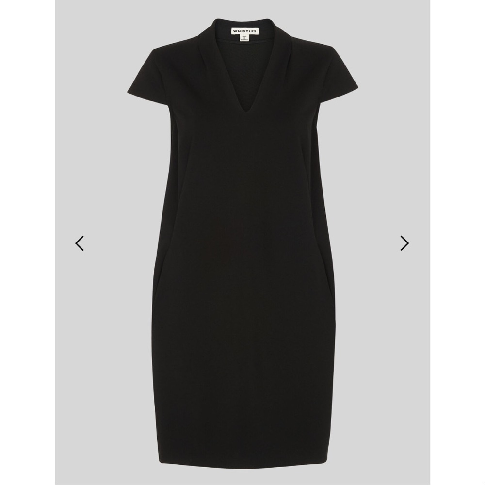 WHISTLES Black Paige V Neck Dress, Size 4 - Picture 4 of 10